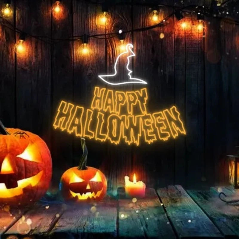 Happy Halloween Witch Hat Neon Signs Personalized Mirror S