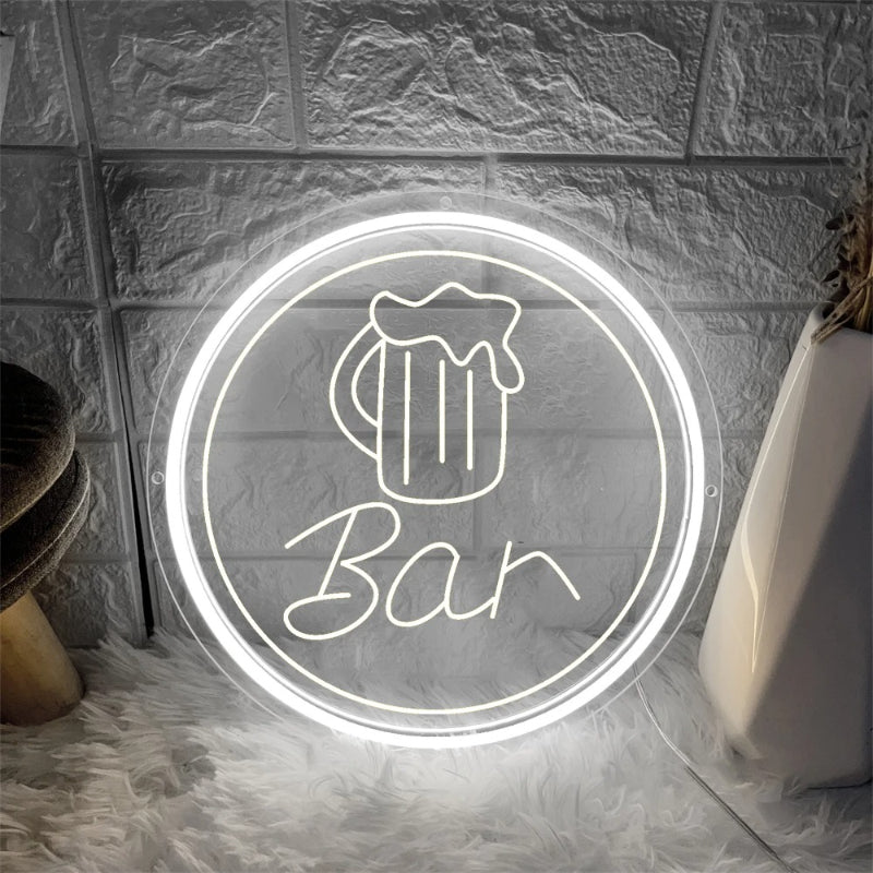 Luminous Alehouse Neon LED Sign Personalized Mirror White 30x30 CM