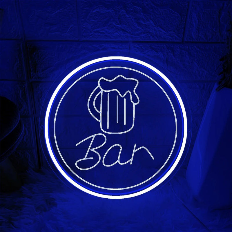 Luminous Alehouse Neon LED Sign Personalized Mirror Dark Blue 30x30 CM