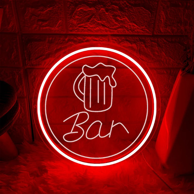 Luminous Alehouse Neon LED Sign Personalized Mirror Red 30x30 CM