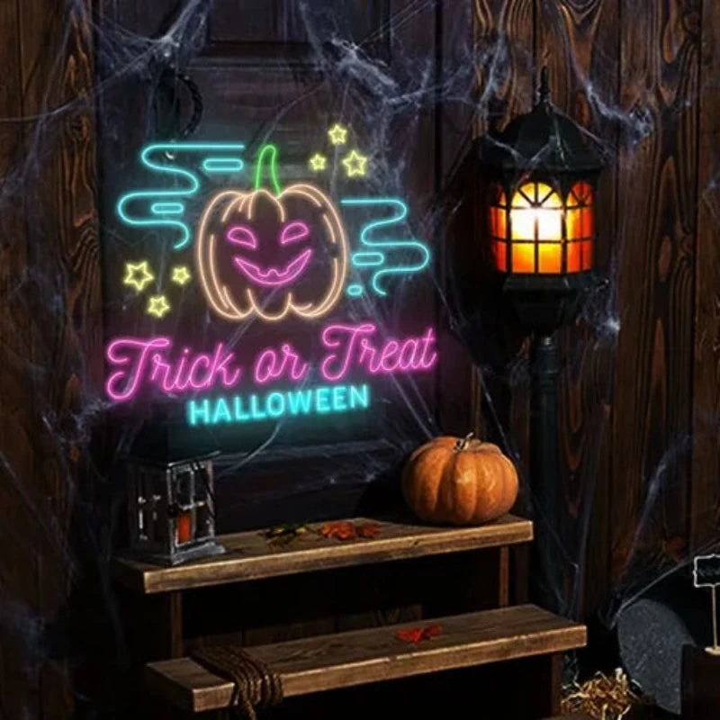 Trick Or Treat Halloween Neon Sign Personalized Mirror S