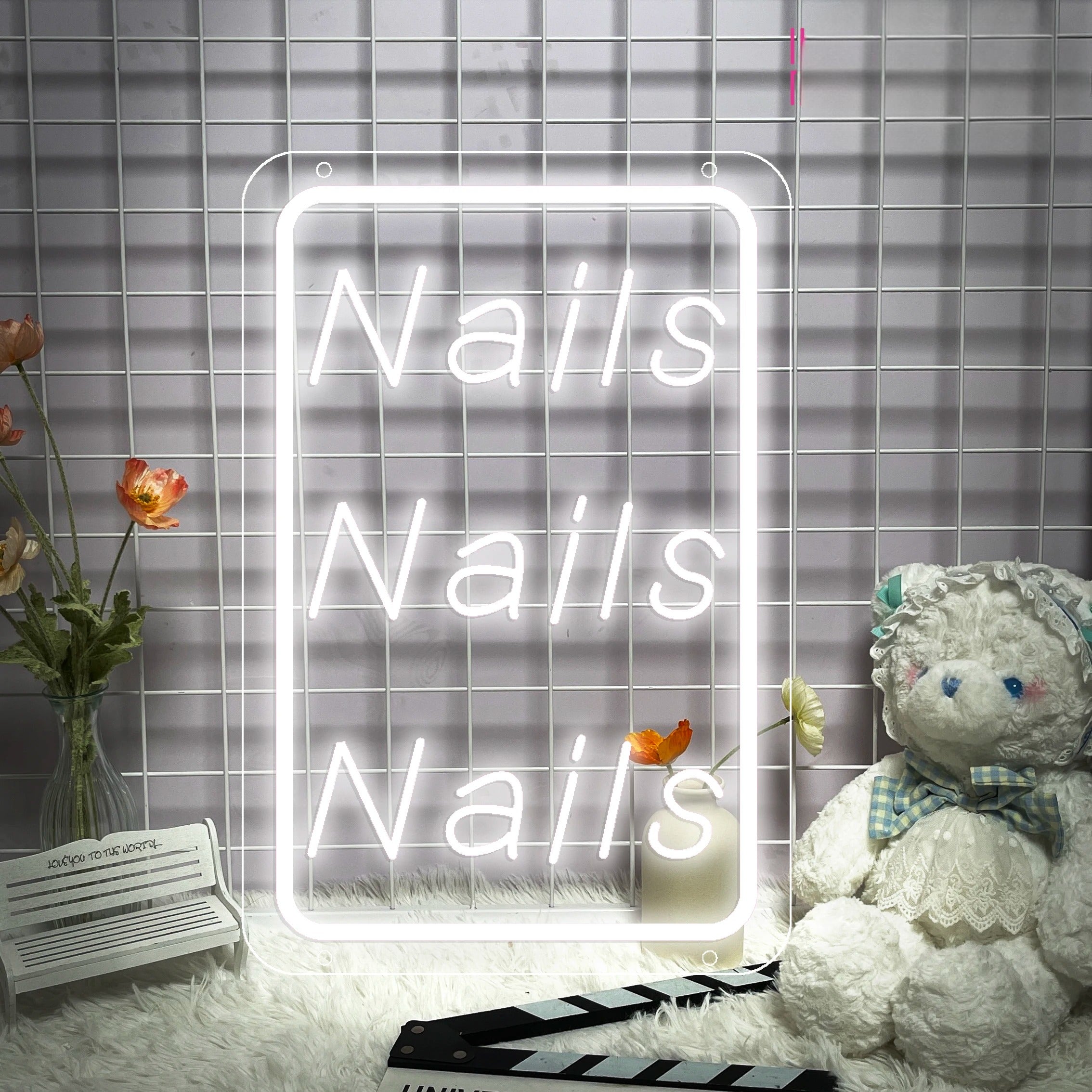 Luminous Nail Salon Sign  Personalized Mirror White Square 30x20