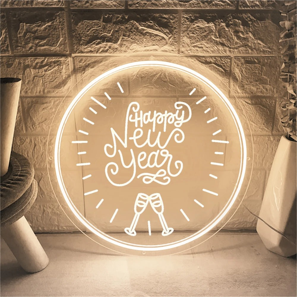 Festive New Year Neon Countdown Sign  Personalized Mirror   