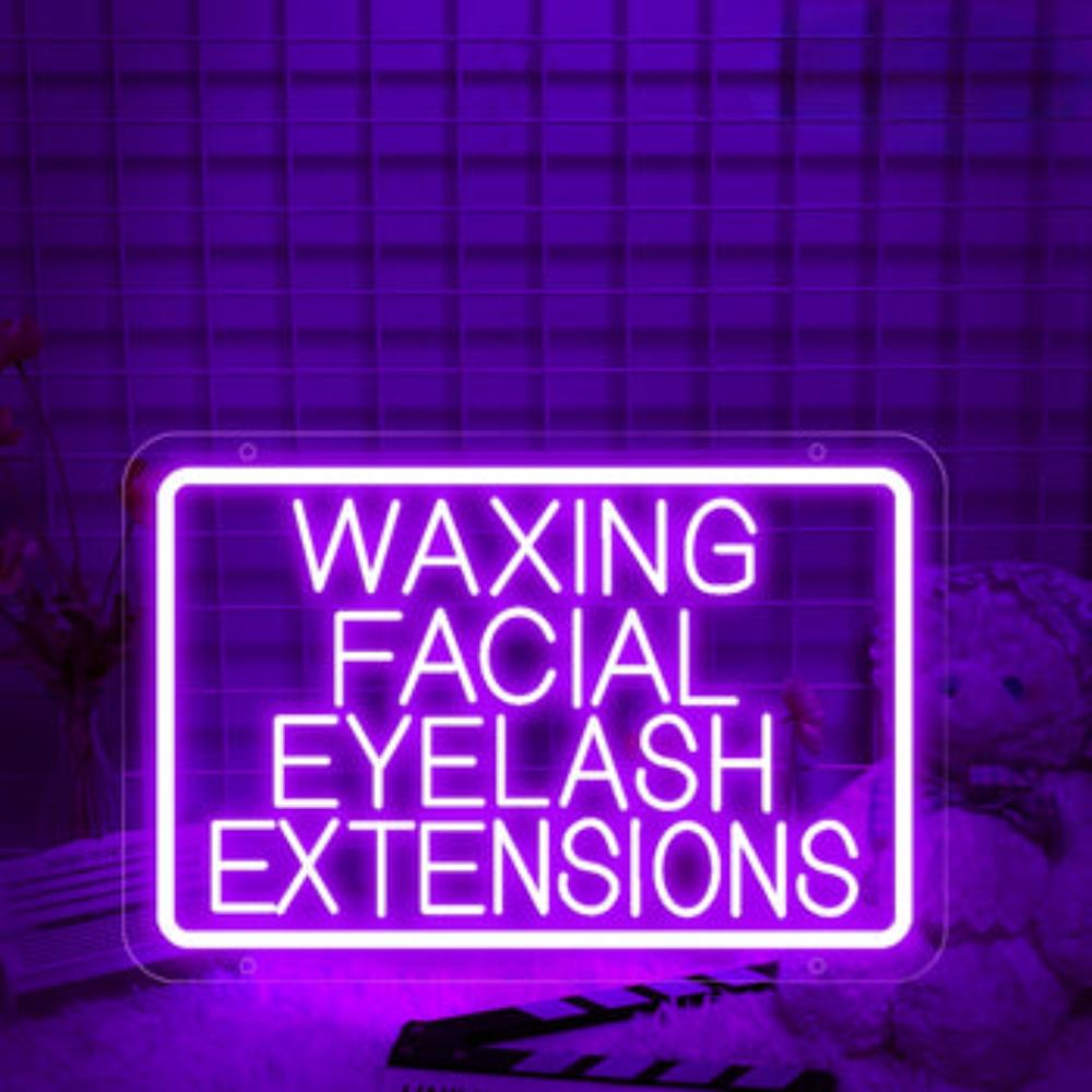 Waxing Services Neon Display Sign  Personalized Mirror Purple 30x20 