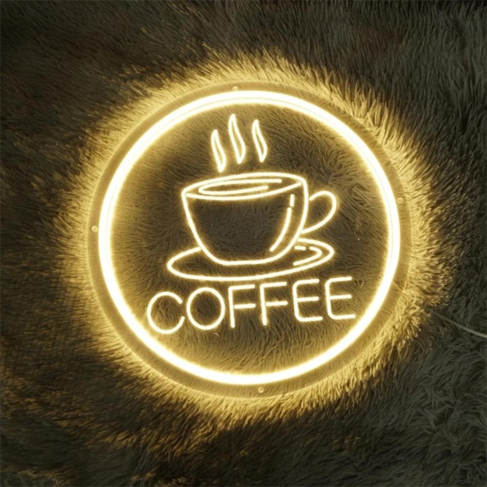 Cafe And Coffee Radiance Neon Sign  Personalized Mirror   