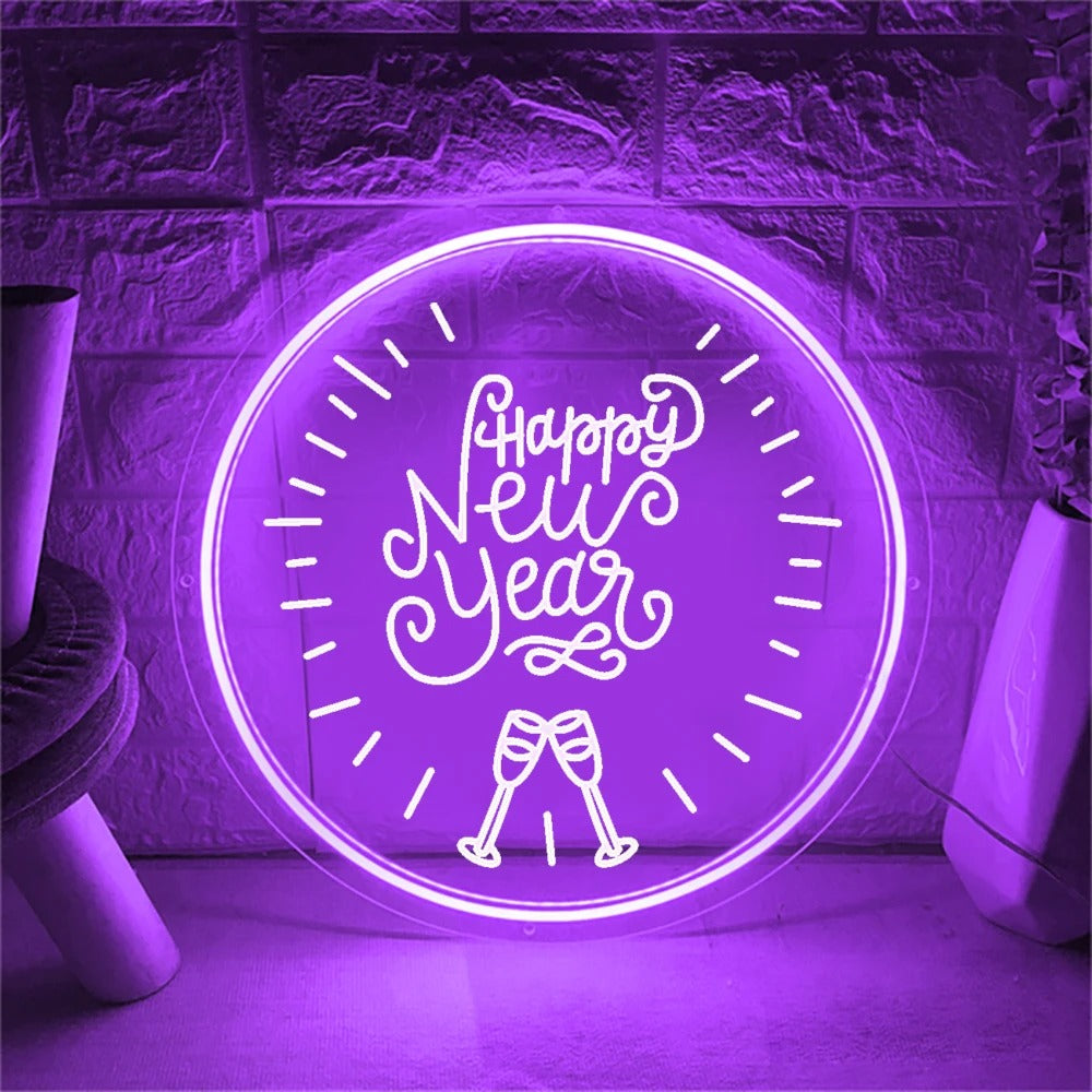 Festive New Year Neon Countdown Sign  Personalized Mirror   