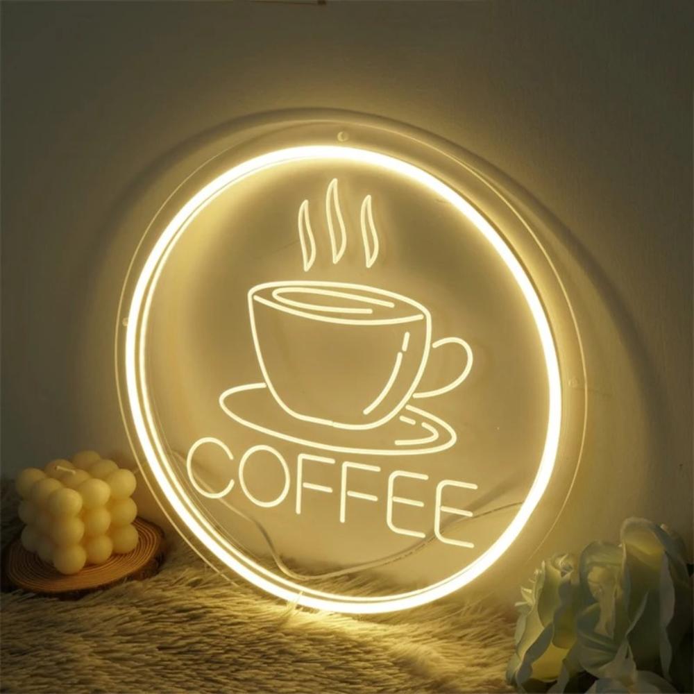 Cafe And Coffee Radiance Neon Sign  Personalized Mirror   