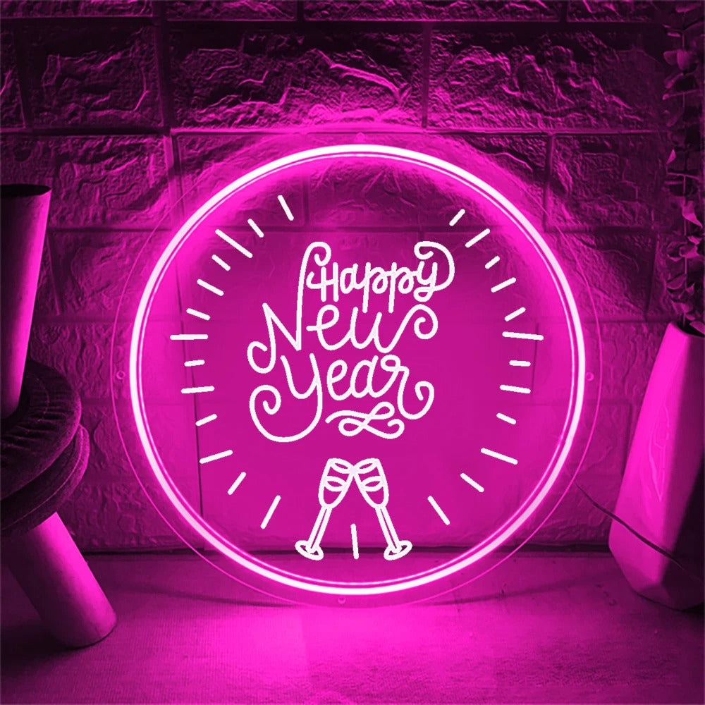 Festive New Year Neon Countdown Sign  Personalized Mirror   