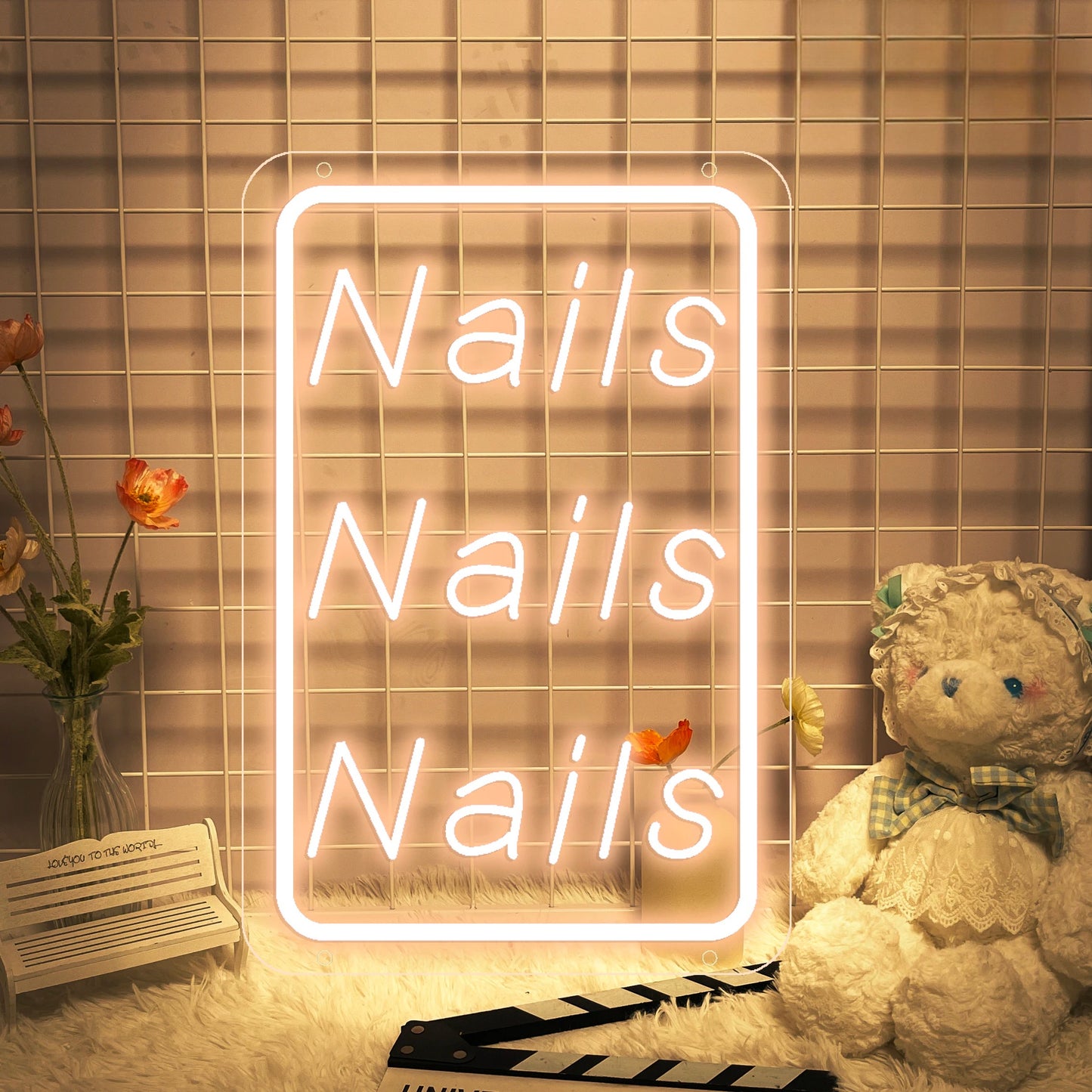 Luminous Nail Salon Sign  Personalized Mirror   