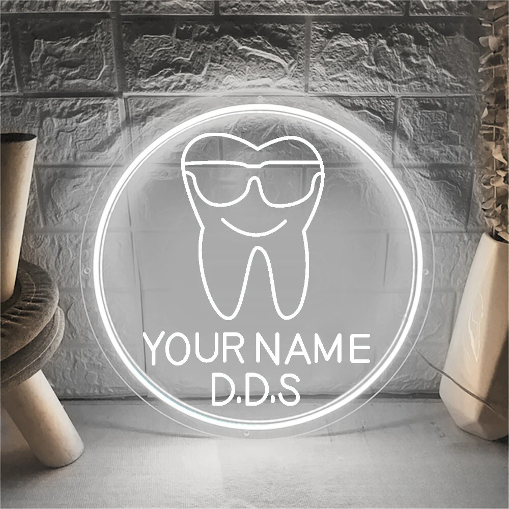 Customizable Dentist Neon Light Sign  Personalized Mirror 30x30  