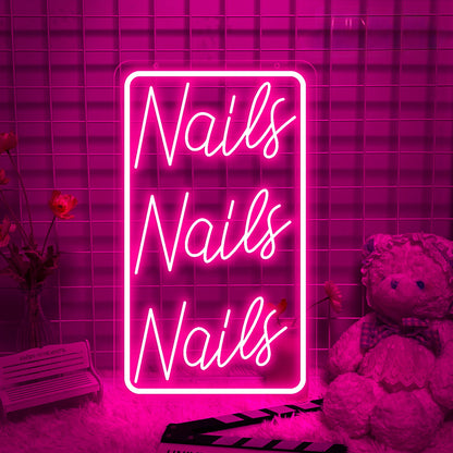 Luminous Nail Salon Sign  Personalized Mirror Pink Rectangle 30x20