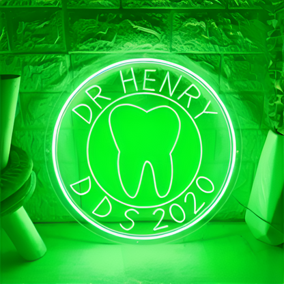 3D Professional Dentist Neon Sign  Personalized Mirror Green 30x30 