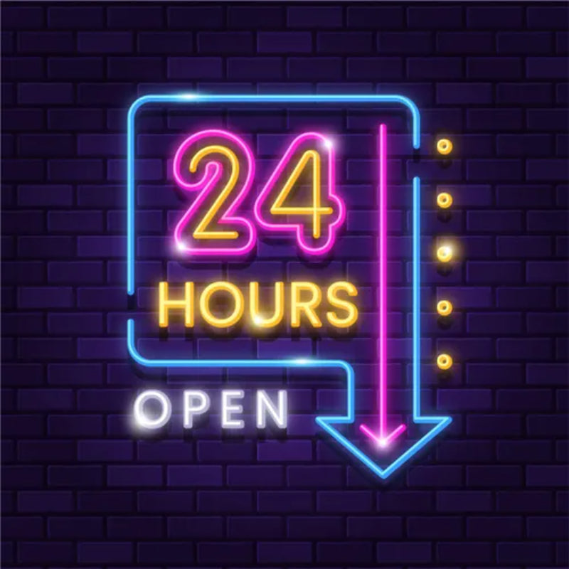 24 Hours Open Neon Sign  Personalized Mirror S  