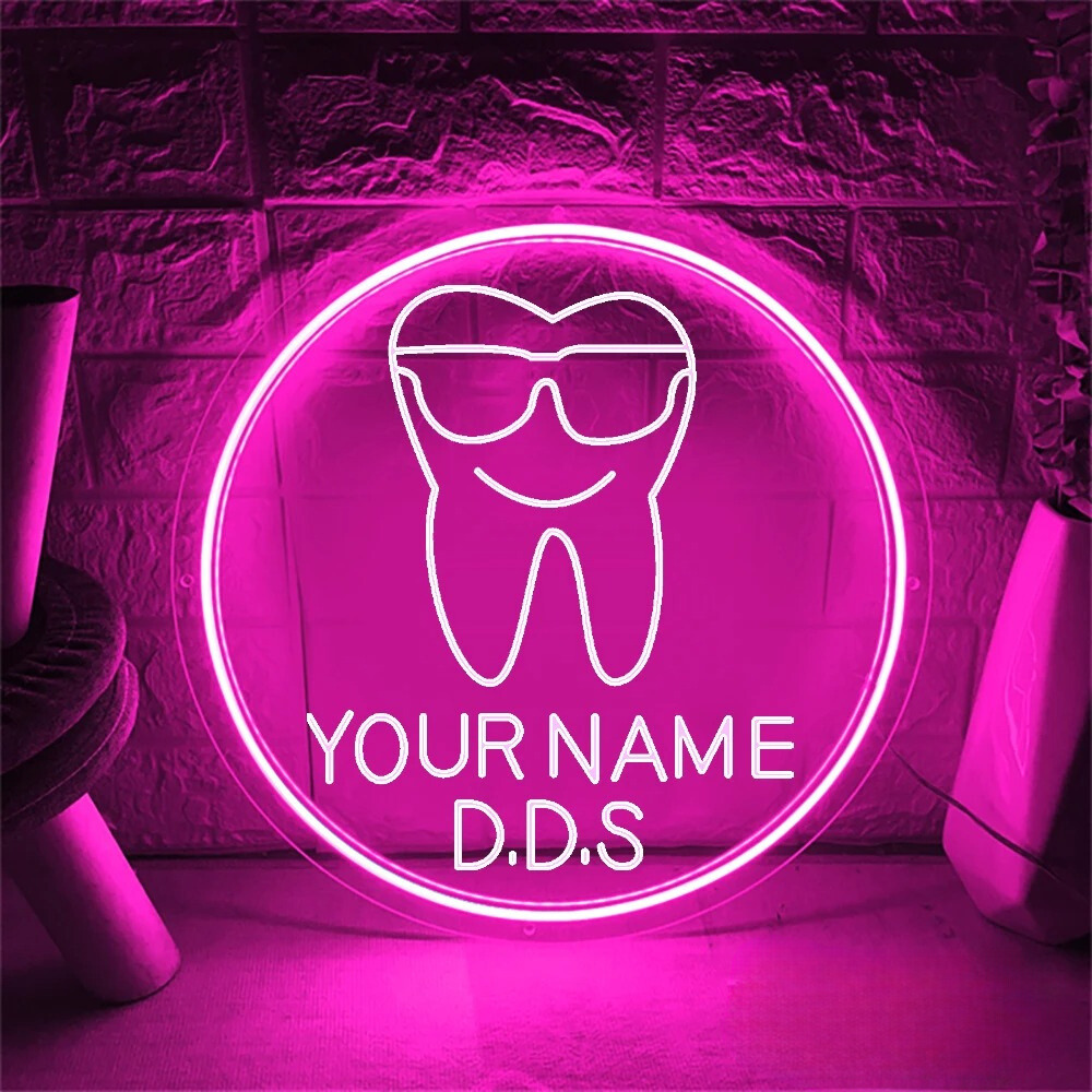 Customizable Dentist Neon Light Sign  Personalized Mirror   