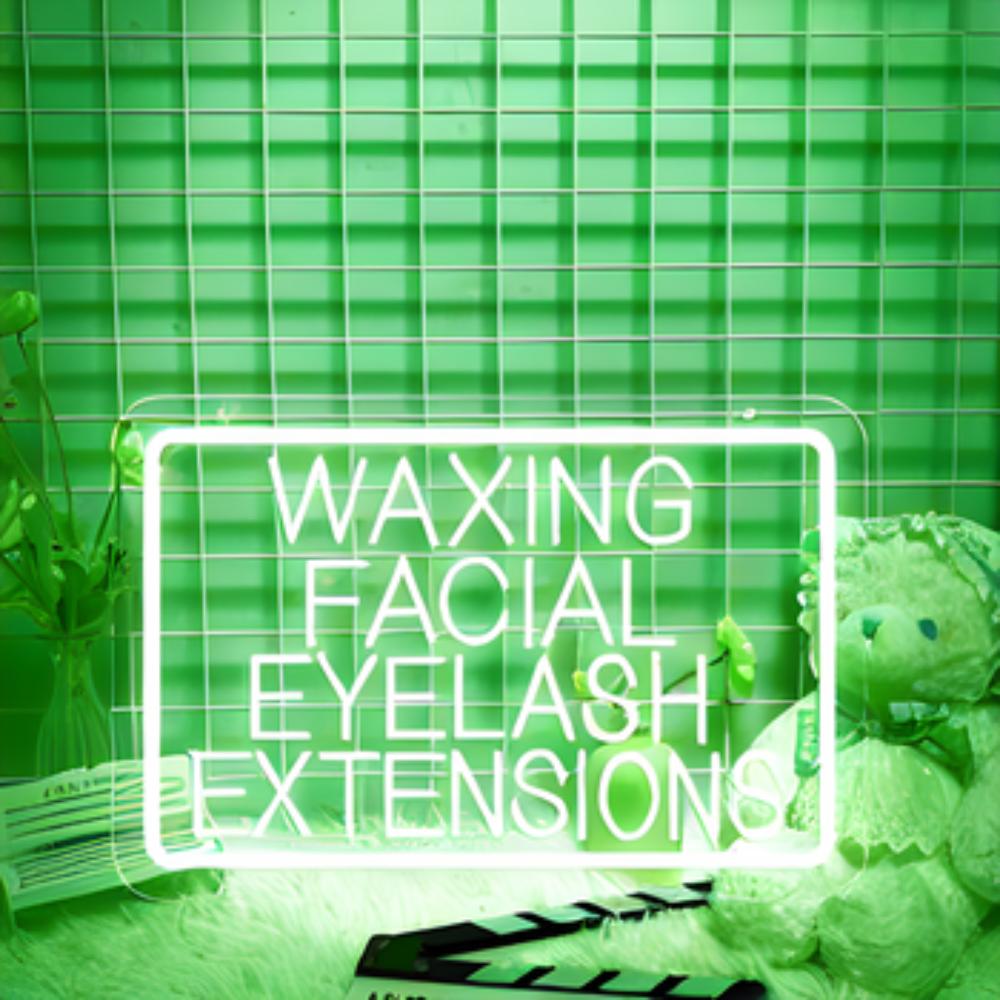 Waxing Services Neon Display Sign  Personalized Mirror Green 30x20 