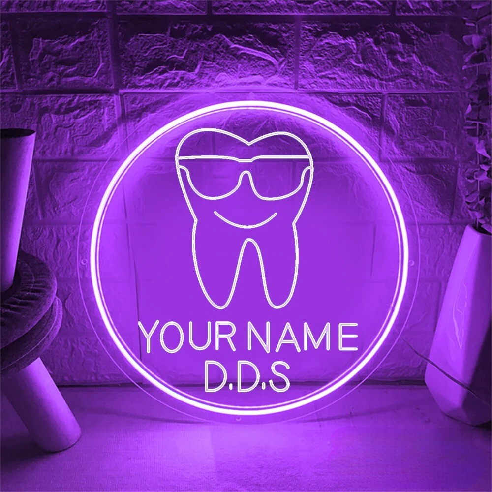 Customizable Dentist Neon Light Sign  Personalized Mirror   