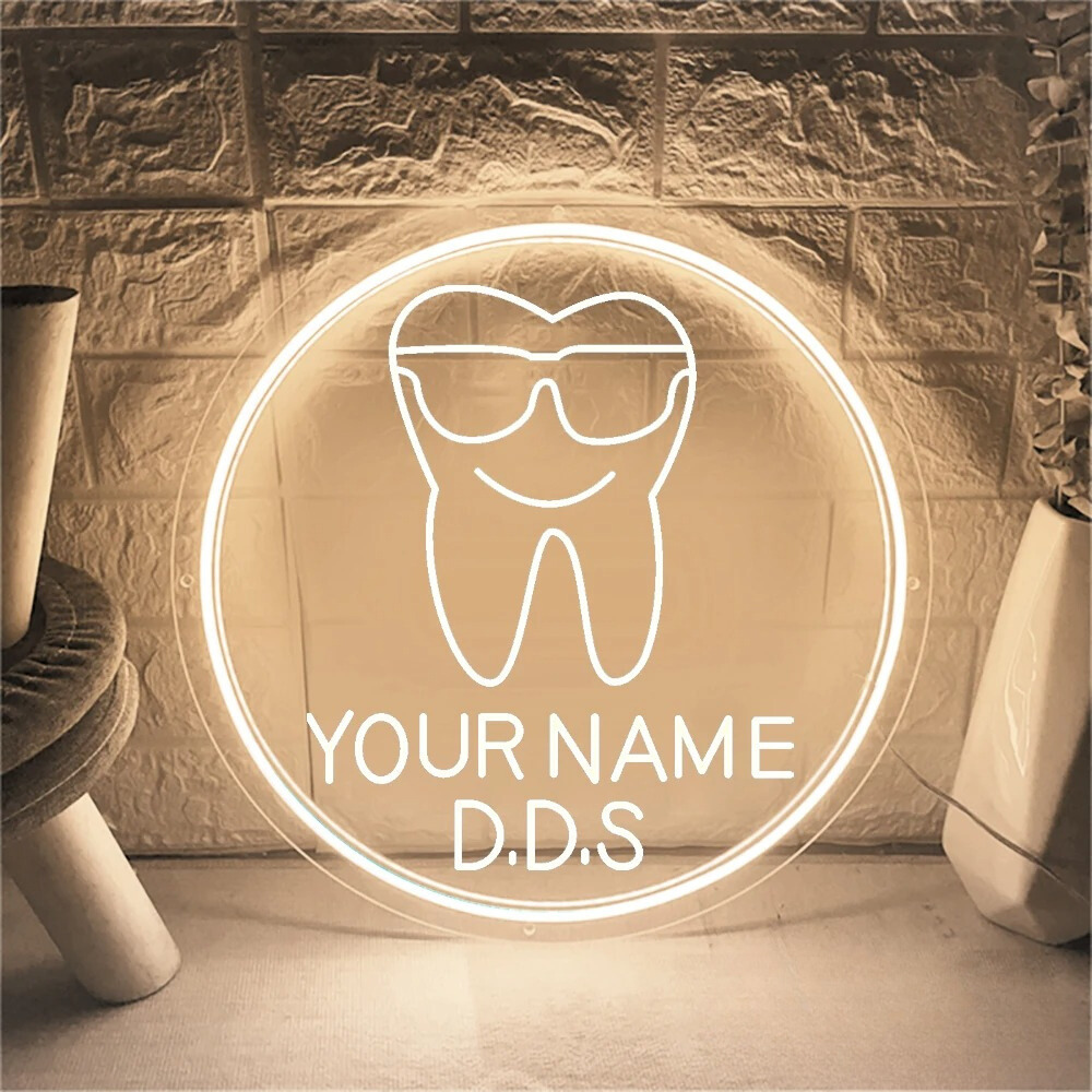 Customizable Dentist Neon Light Sign  Personalized Mirror   