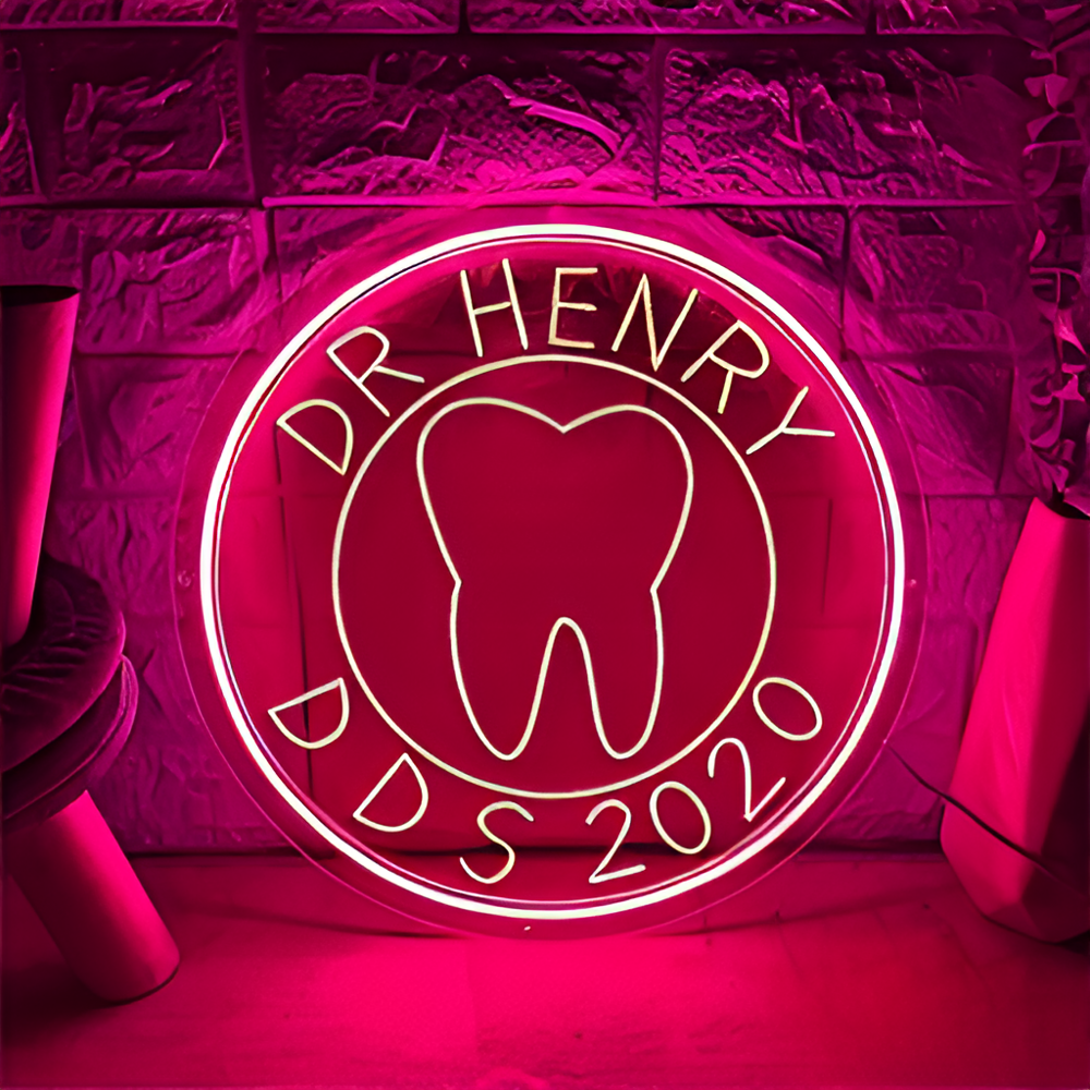 3D Professional Dentist Neon Sign  Personalized Mirror   