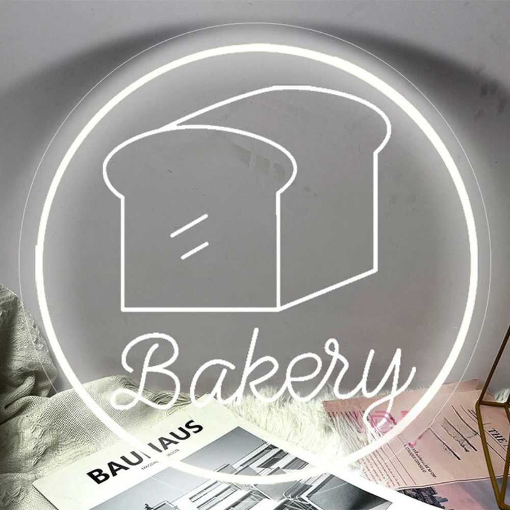 Glowing Bakery Neon Sign  Personalized Mirror   