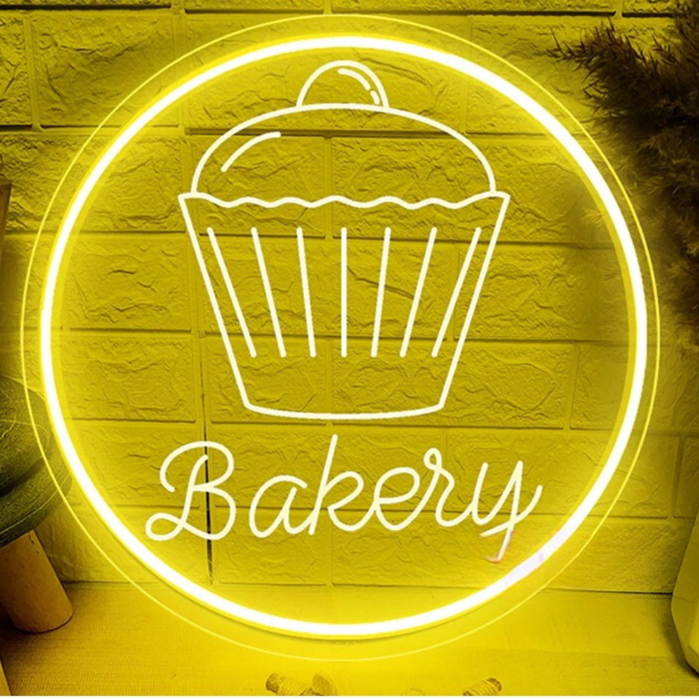 Glowing Bakery Neon Sign  Personalized Mirror   