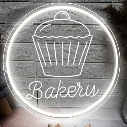 Glowing Bakery Neon Sign  Personalized Mirror   