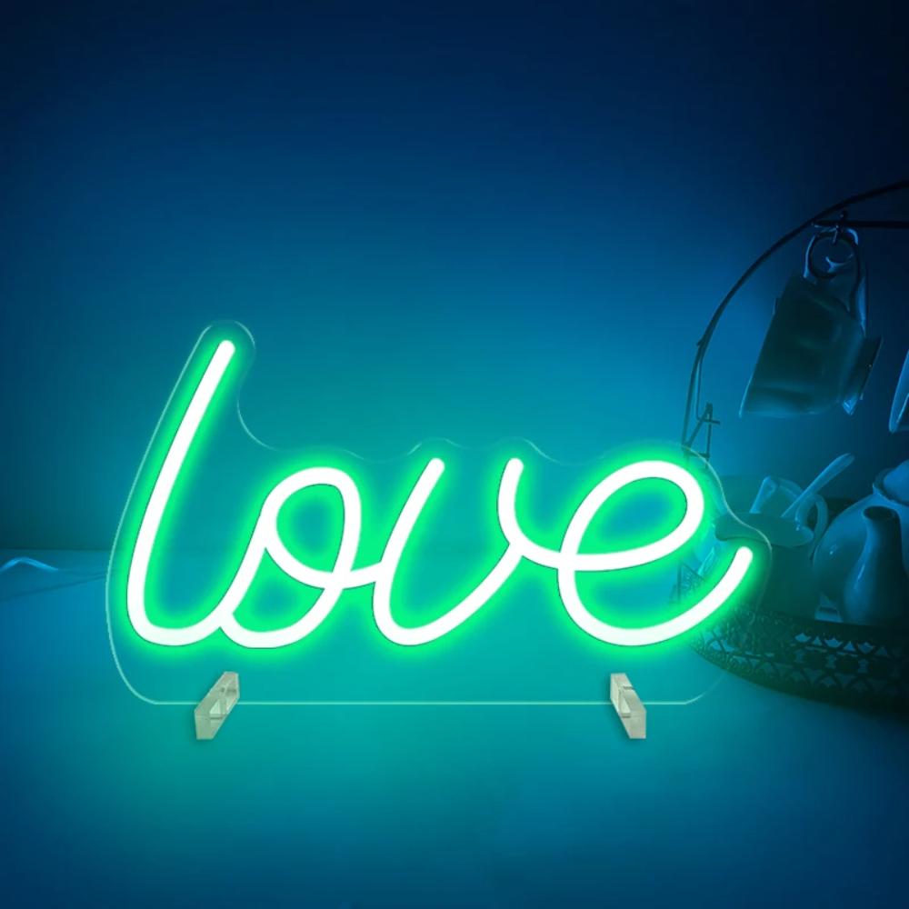 Affectionate Script LED Neon Illumination  Personalized Mirror Green  