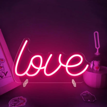 Affectionate Script LED Neon Illumination  Personalized Mirror Pink  