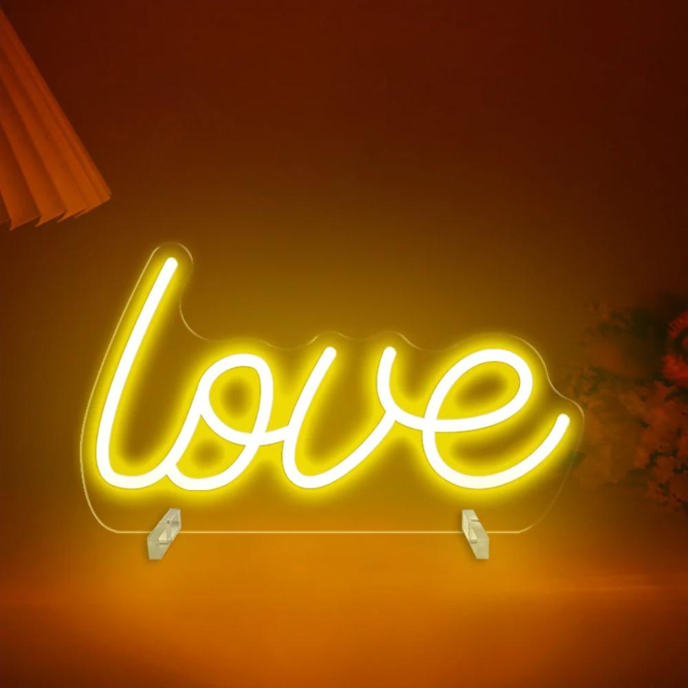 Affectionate Script LED Neon Illumination  Personalized Mirror Yellow  