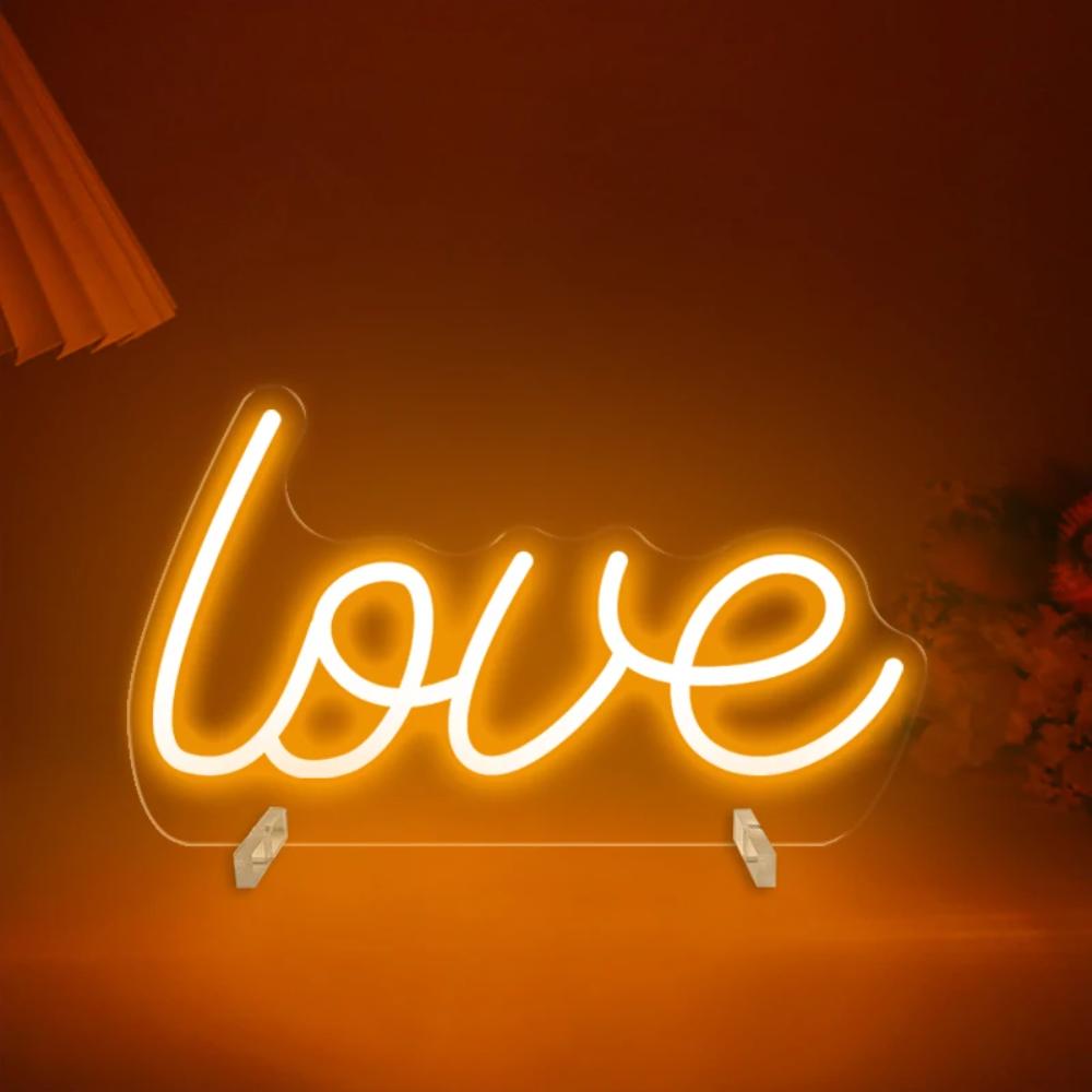 Affectionate Script LED Neon Illumination  Personalized Mirror Light Yellow  