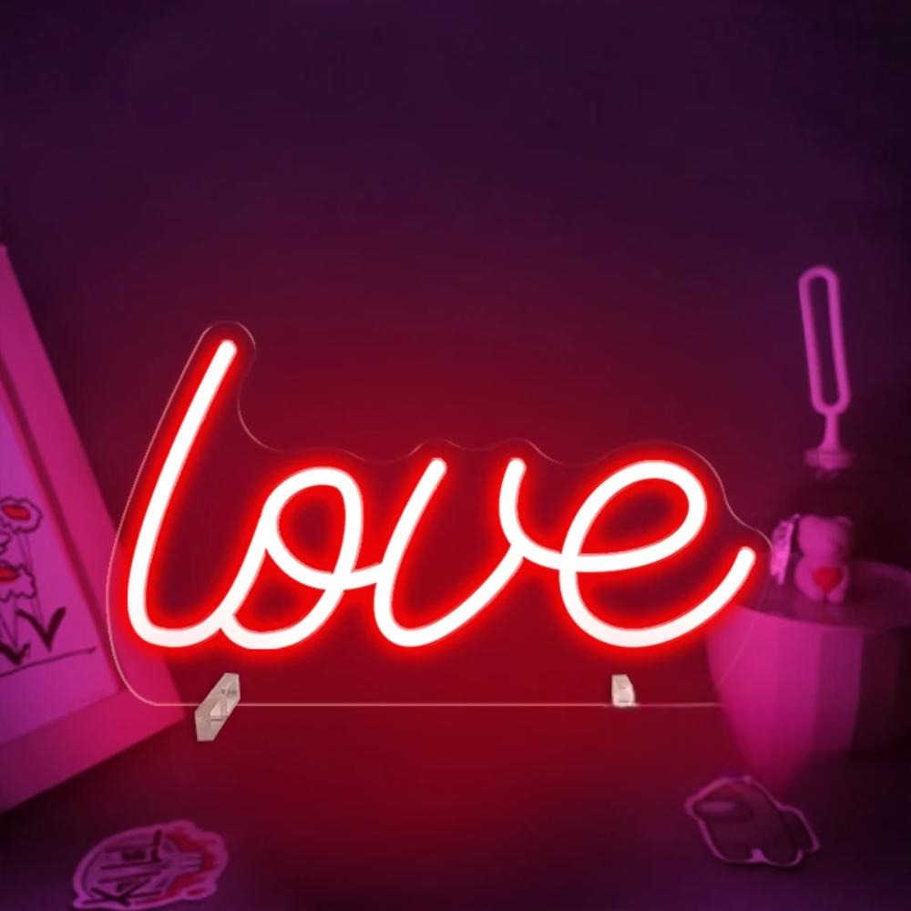 Affectionate Script LED Neon Illumination  Personalized Mirror Red  