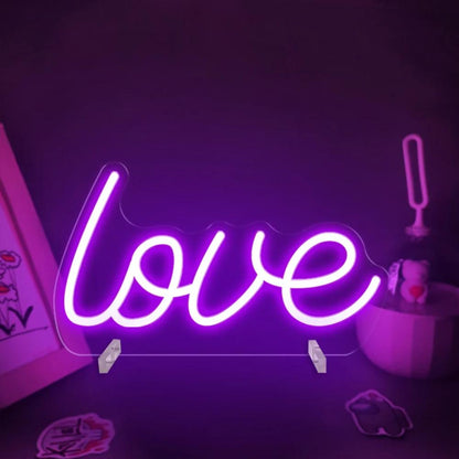 Affectionate Script LED Neon Illumination  Personalized Mirror Purple  