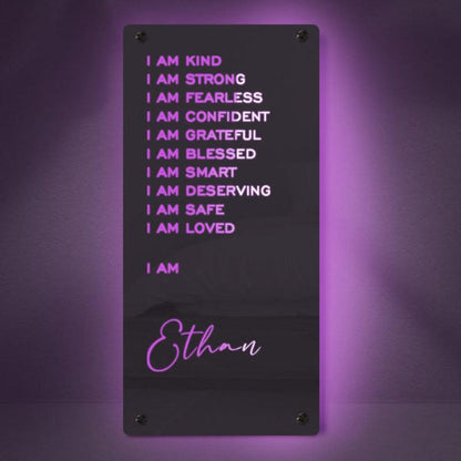 Affirmations Mirror Colorful Light Gift  Name Mirror   