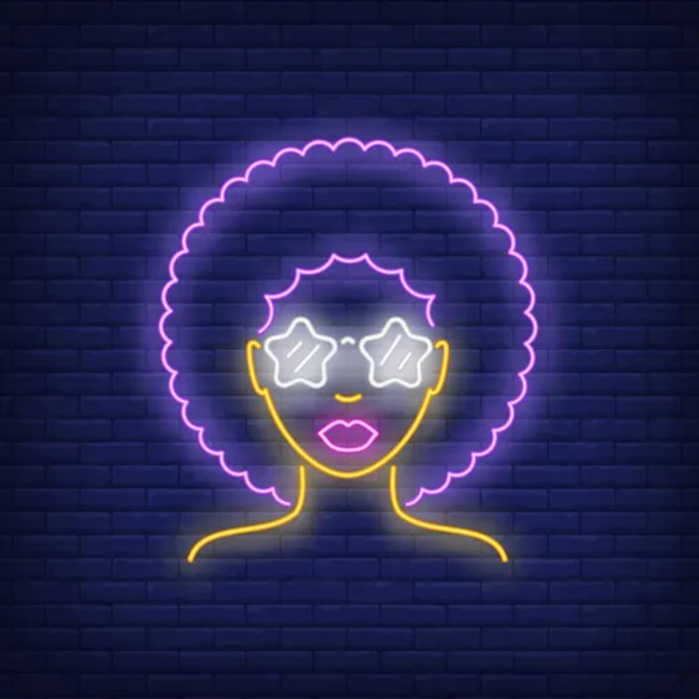 Afro Retro Girl Neon Sign  Personalized Mirror S  