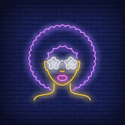 Afro Retro Girl Neon Sign  Personalized Mirror S  