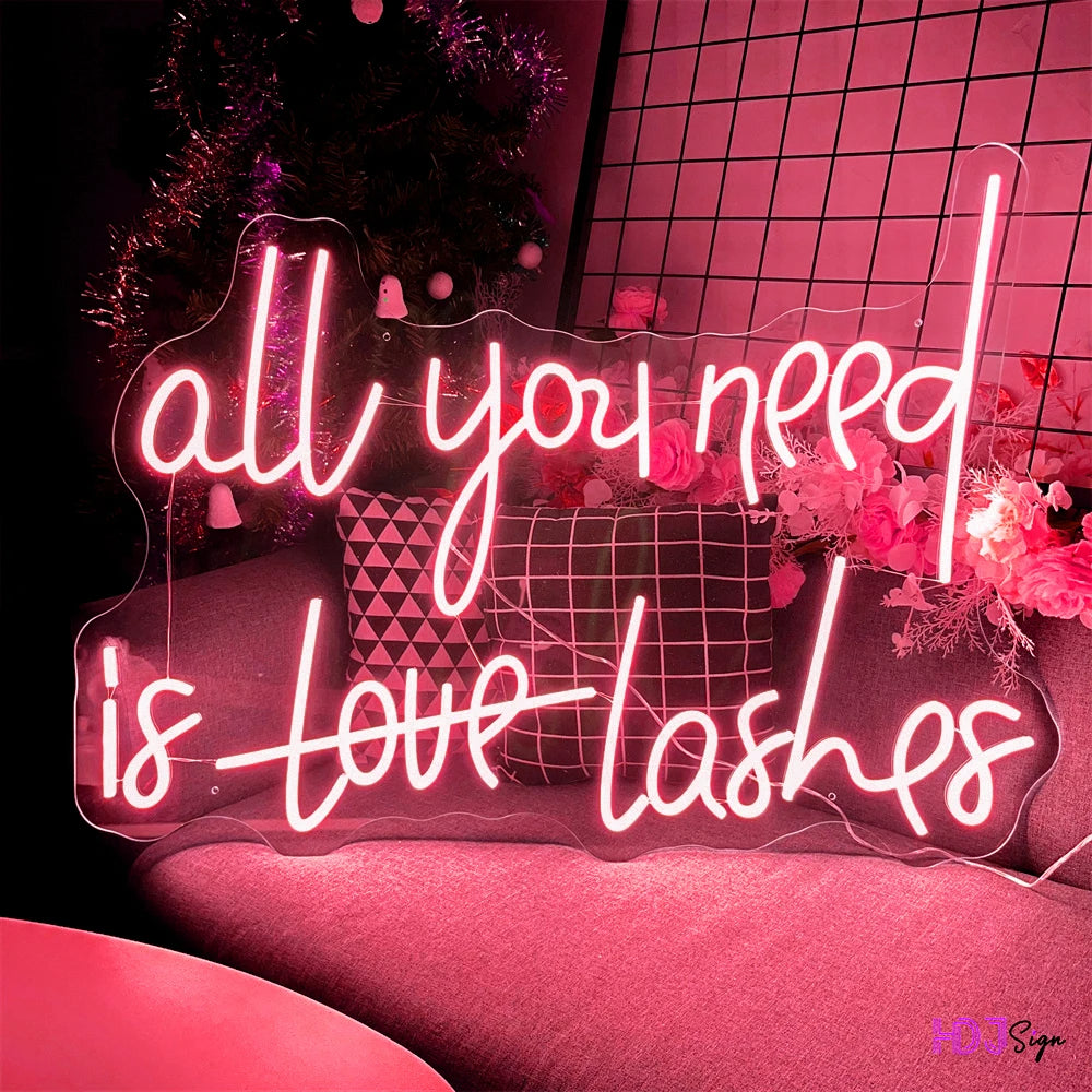 All You Need Business Neon Sign  Personalized Mirror Light Pink  