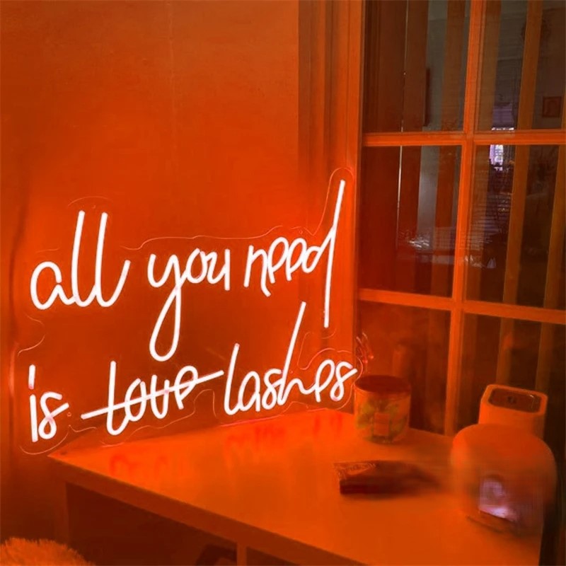 All You Need Business Neon Sign  Personalized Mirror Orange  