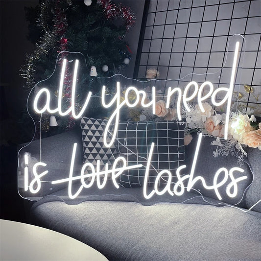 All You Need Business Neon Sign  Personalized Mirror White  