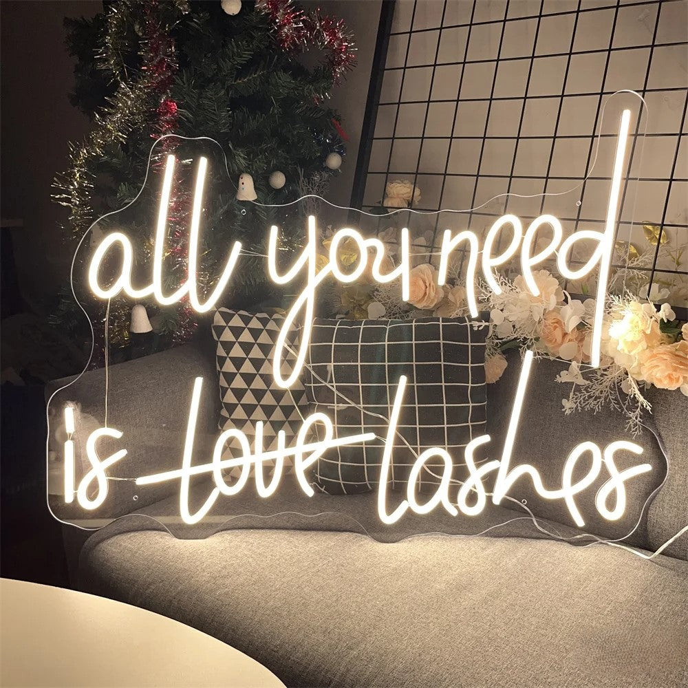 All You Need Business Neon Sign  Personalized Mirror Beige  