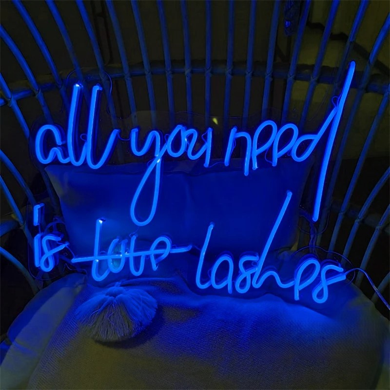 All You Need Business Neon Sign  Personalized Mirror Blue  