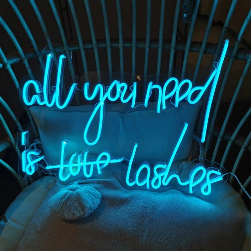 All You Need Business Neon Sign  Personalized Mirror Light blue  