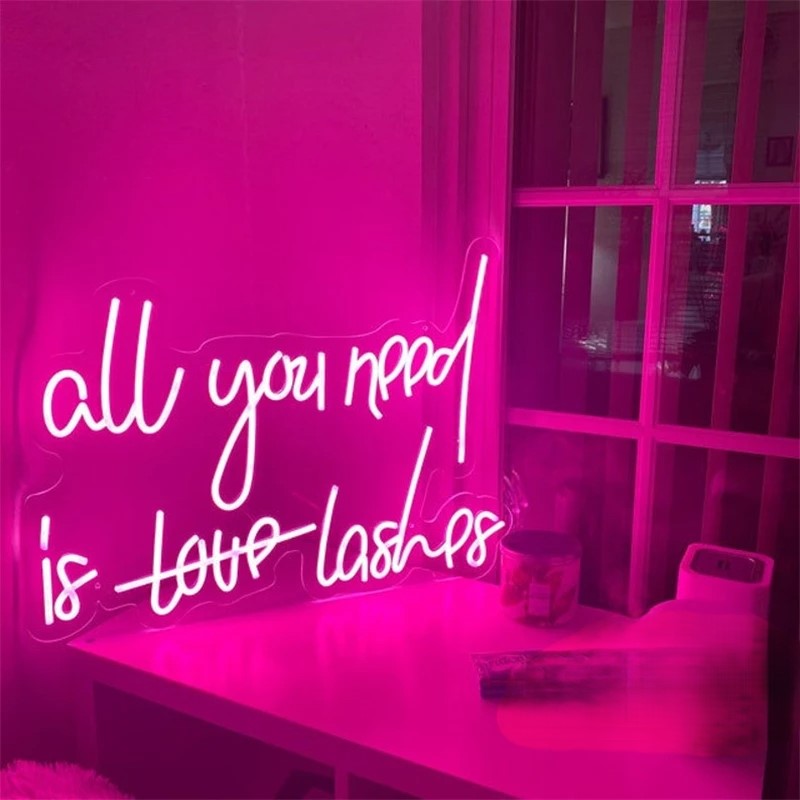 All You Need Business Neon Sign  Personalized Mirror Pink  