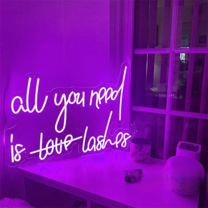 All You Need Business Neon Sign  Personalized Mirror Purple  