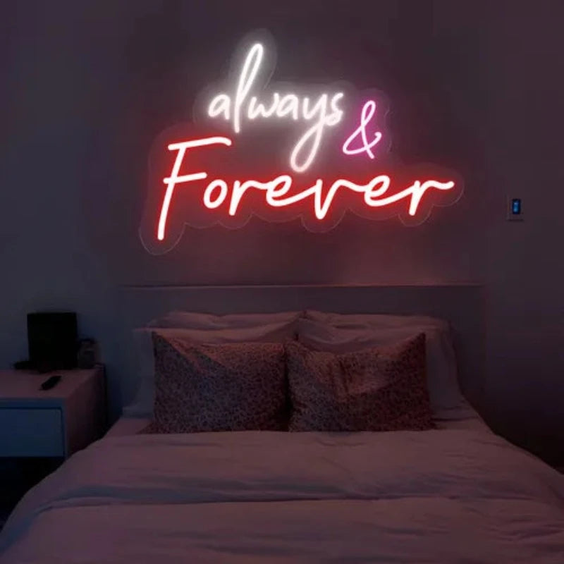 Always And Forever Neon Sign  Personalized Mirror S  