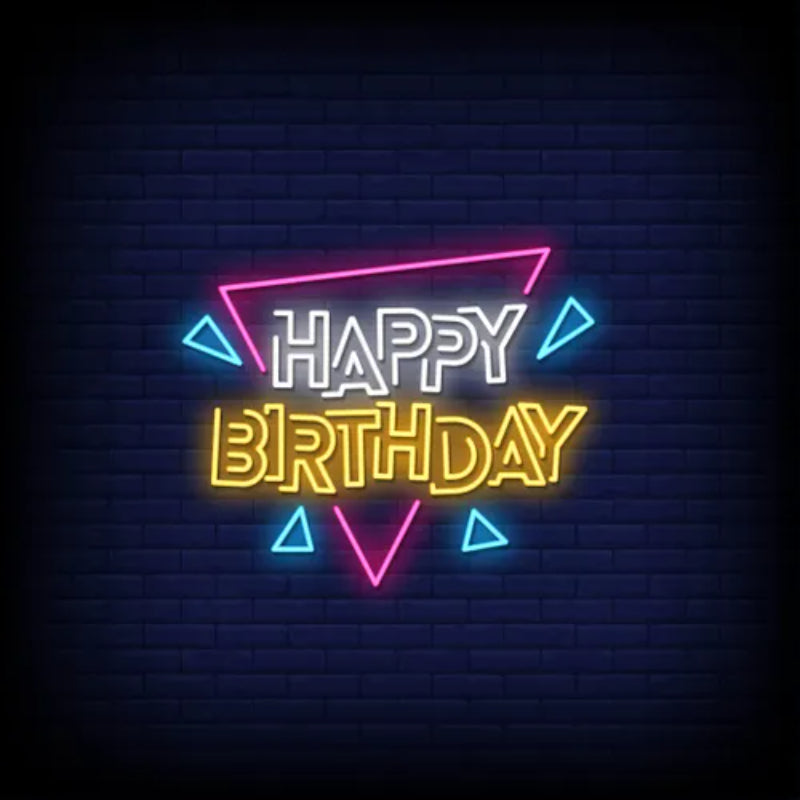 Angled Happy Birthday Neon Sign  Personalized Mirror S  