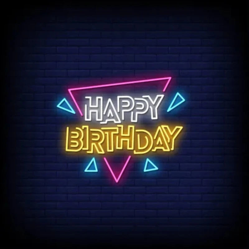 Angles Happy Birthday Neon Sign  Personalized Mirror S  