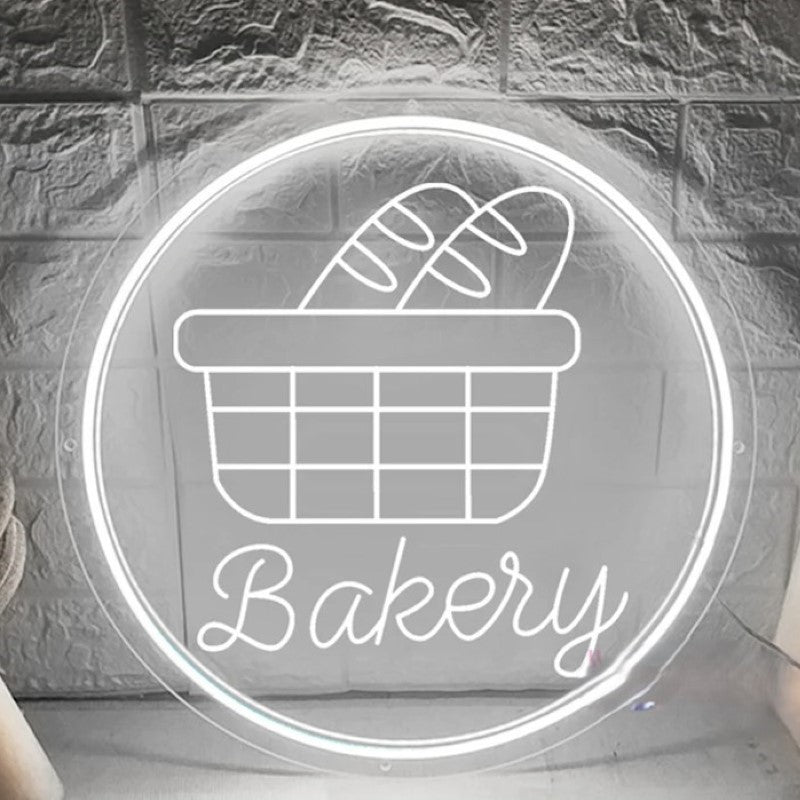 Bake Shop Neon Sign  Personalized Mirror Bread Basket Blue 