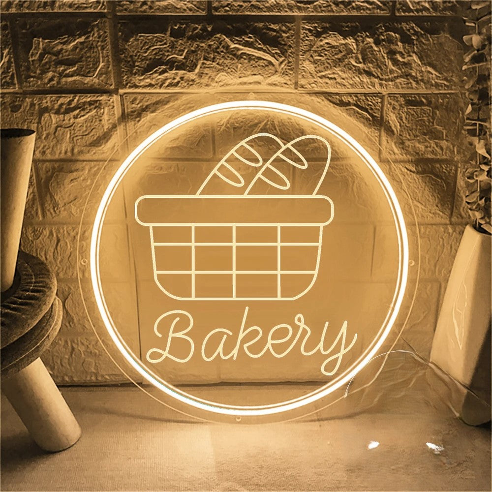 Bakery Neon Signs Led Lights  Personalized Mirror Bakery Light Pink 