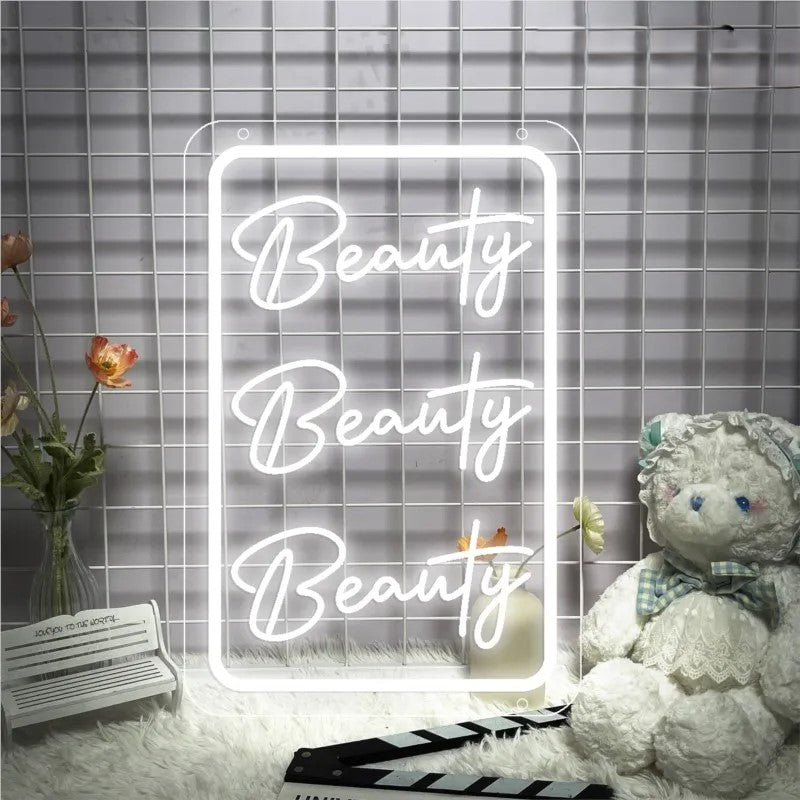 Beauty Room Neon Sign  Personalized Mirror Pink 30x20 