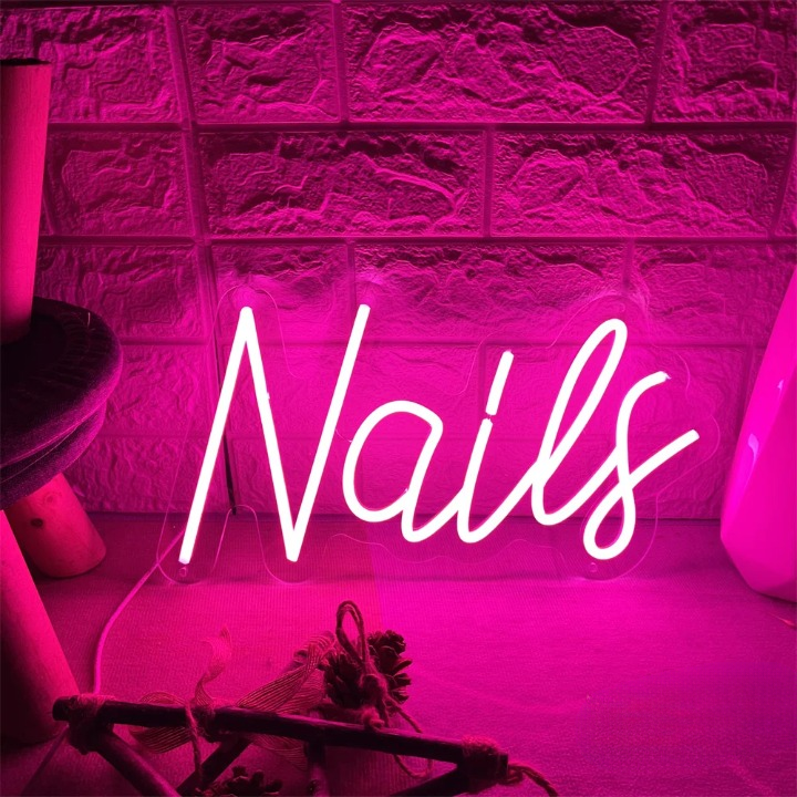 Glamorous Glow Salon Signage  Neon Sign LED  Personalized Mirror 30 Nail 