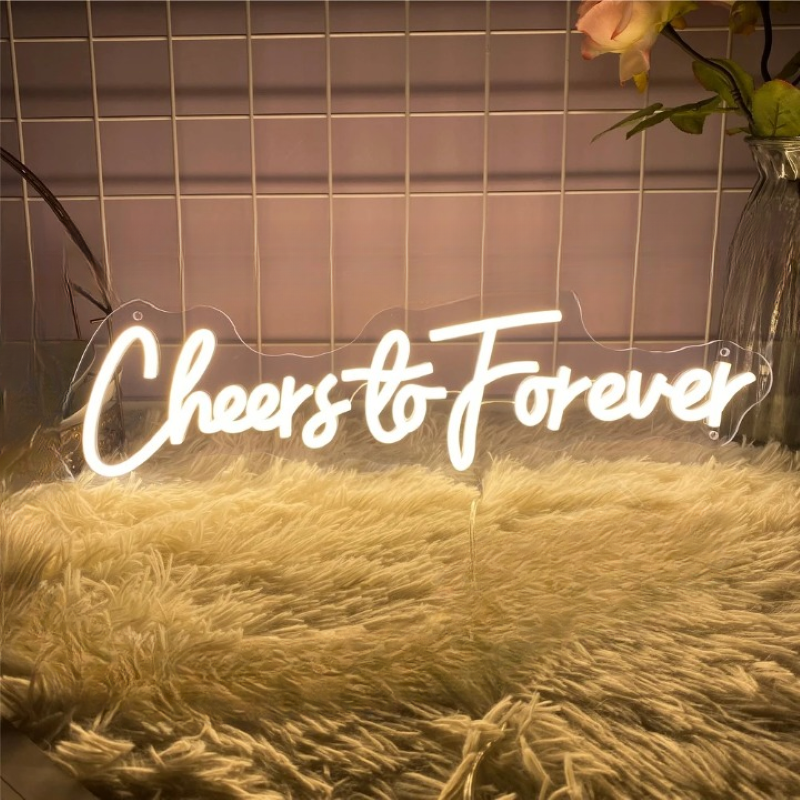 Better Together Neon Declaration  Personalized Mirror Cheers To Forever Yellow 